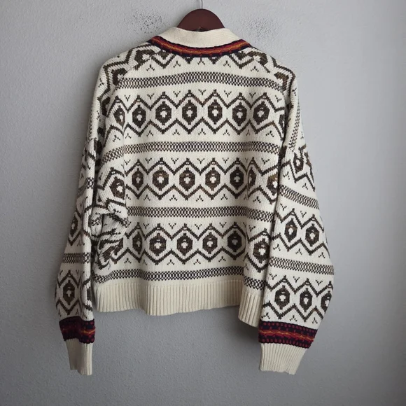 J. Crew Diamond Fair Isle Cardigan Sweater size XL NWT - Picture 4 of 7